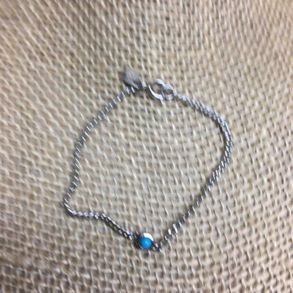 Sarah Coventry Bracelet Small Girls Silver Hexagon Turquoise Retro BoHo